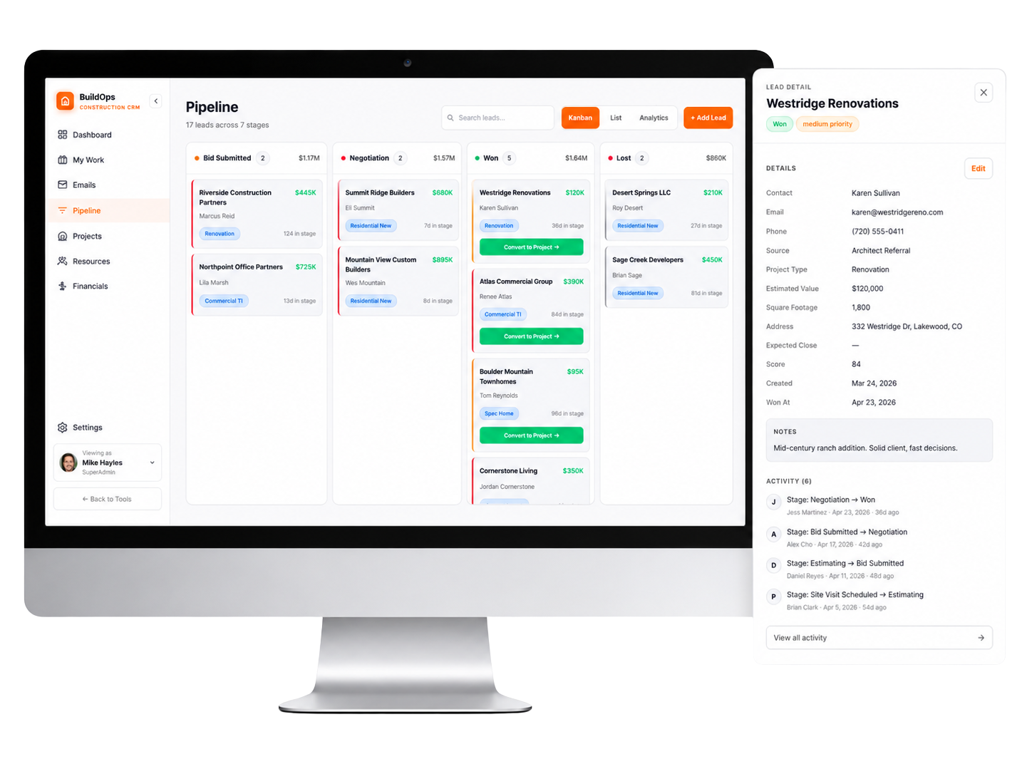 Sales pipeline & CRM